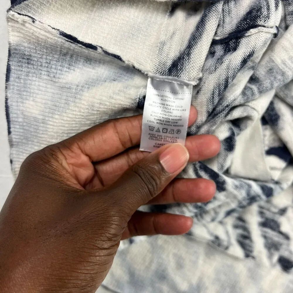 LOFT Cotton V-Neck Sweater Tie Dye Breathable Lightweight Layering Pullover XL - Picture 8 of 10